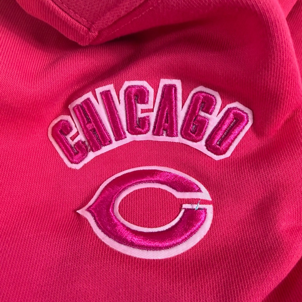 Chicago Bears‎ Pink Cropped Hoodie Sweatshirt Womens Size M Luxury Athletic - Picture 10 of 14